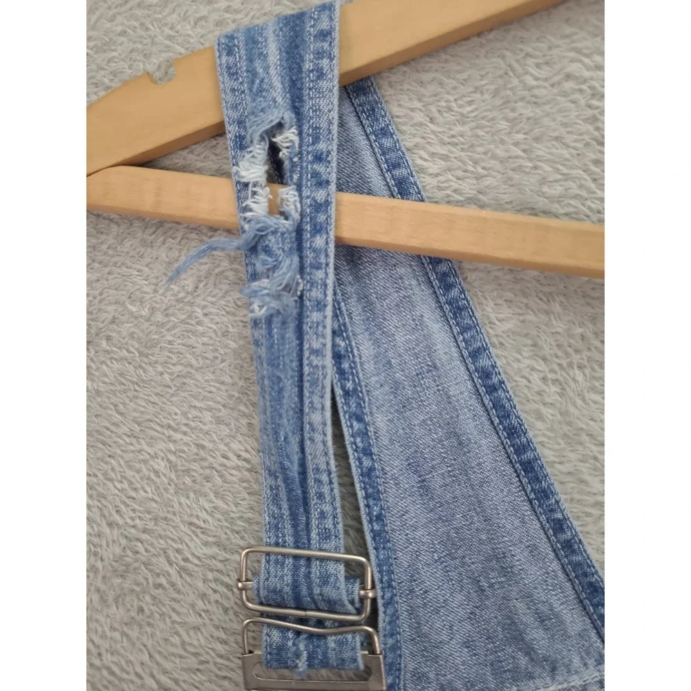 Vintage 90's Bill Blass Jeans Denim‎ Overall Shorts Women's Sz S Blue Distressed